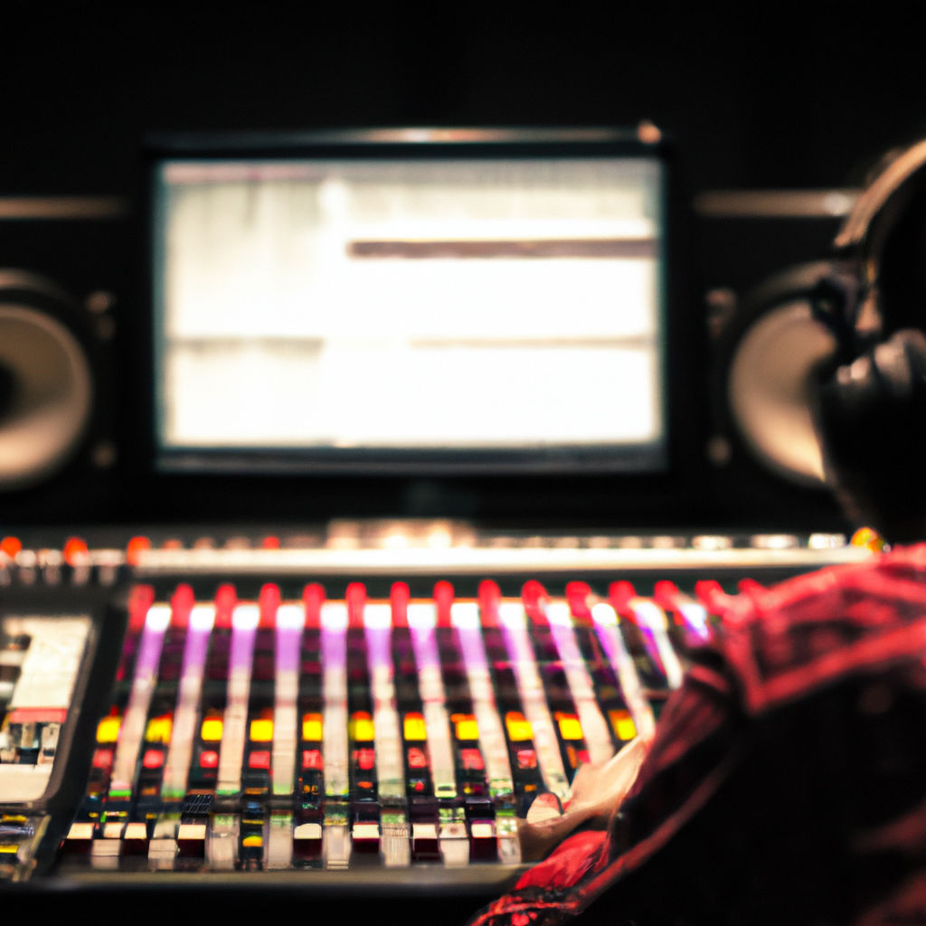 Ingénieur du son dans la régie sur une console